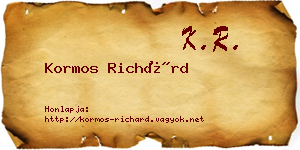 Kormos Richárd névjegykártya