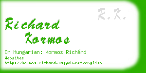 richard kormos business card